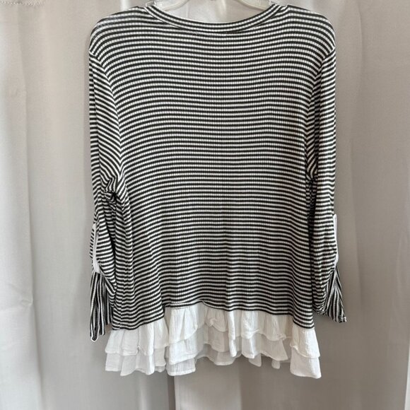 Altard State Women Tunic Top Large Stripe Tier Ruffle Nautical Preppy Boho 17847 - Picture 2 of 7